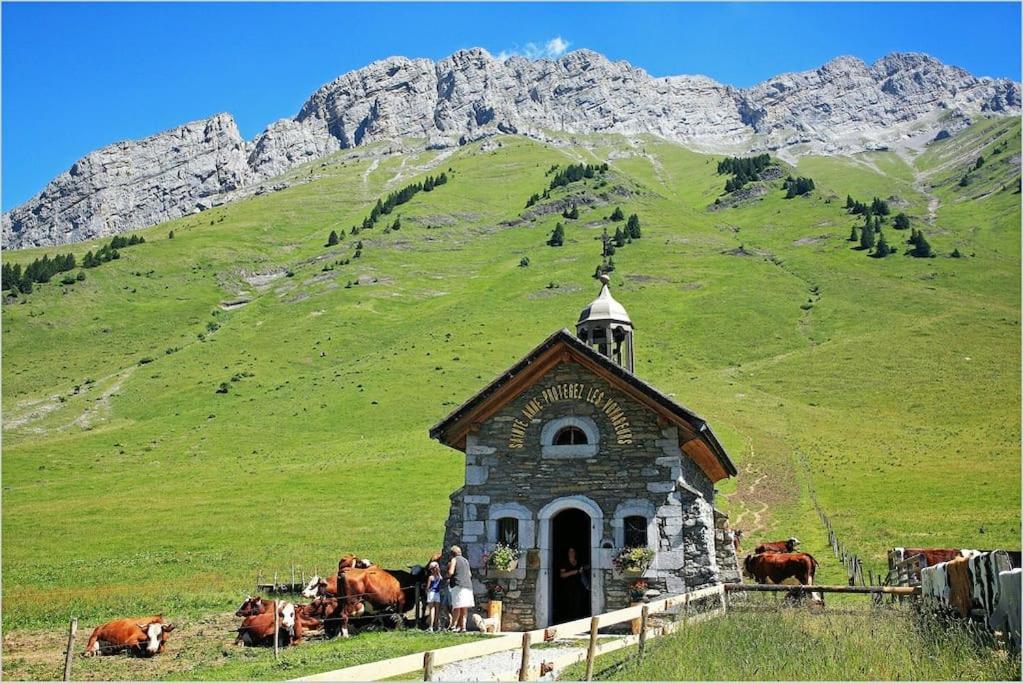 Androsace Appartement Dans Chalet Bois Avec Jacuzzi Privatif Terrasse Et Vue Montagne Les Villards-sur-Thones Luaran gambar